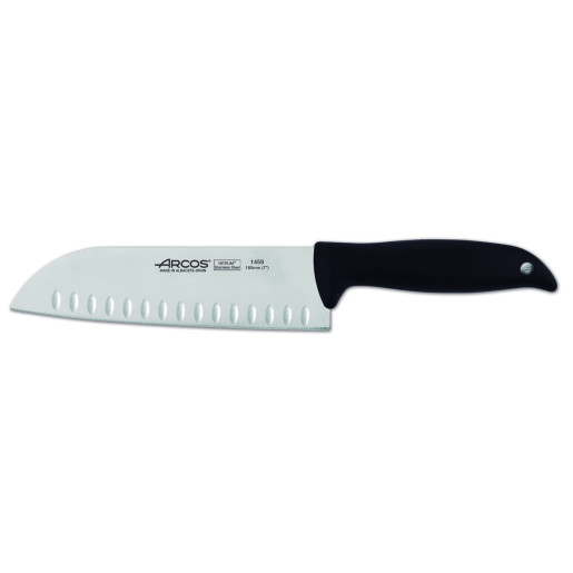 Set Promotie ARCOS Menorca 6 piese: Cutitul Bucatarului 200mm+ Cutit pentru Paine 200mm+ Cutit Santoku 180mm+ Cutit de Bucatarie 150mm+ Cutit pentru Legume si Fructe 105mm+ Cutit pentru Decojit 75mm