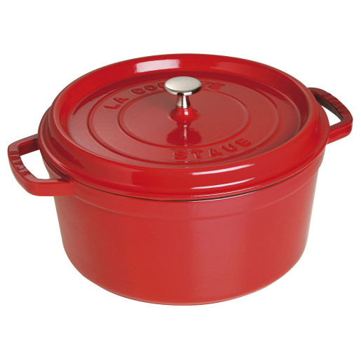 Cratita de fonta STAUB "La Cocotte" + Cadou: Accesoriu pentru fierbere la aburi, (26cm, Rosie)