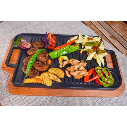 Plita GRILL din fonta SILVER 21x37cm, suport inclus