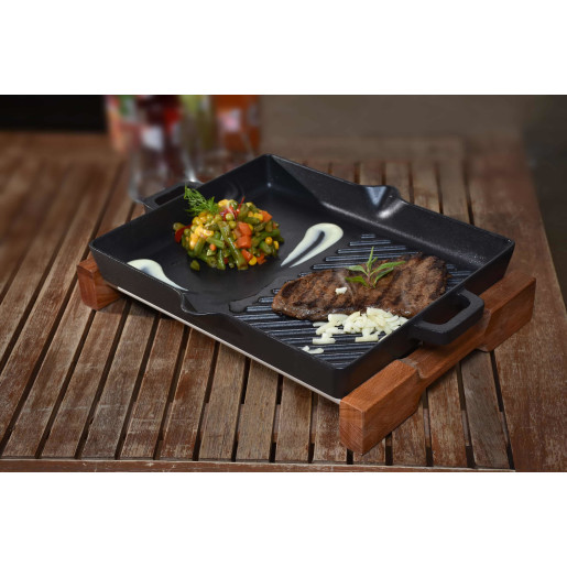 Tava fonta Semi-GRILL SILVER 26x32cm (suport inclus)