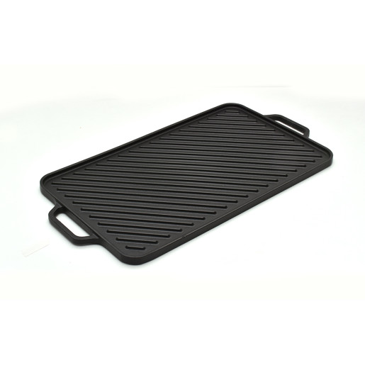 Plita de fonta SILVER cu 2 suprafete (o parte grill + o parte plana) 26x47cm, cu suport inclus