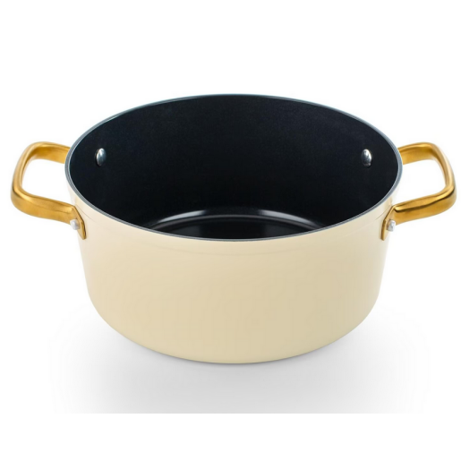 Cratita CERAMICA NEADERENTA FARA PFOA/PTFE, inclusiv INDUCTIE, ARCOS "Samoa Iconic", aluminiu forjat + Otel Inox, beige, 24cm 