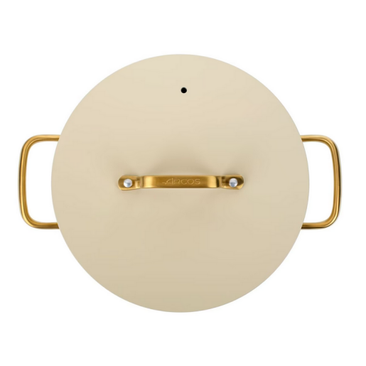 Cratita CERAMICA NEADERENTA FARA PFOA/PTFE, inclusiv INDUCTIE, ARCOS "Samoa Iconic", aluminiu forjat + Otel Inox, beige, 24cm 
