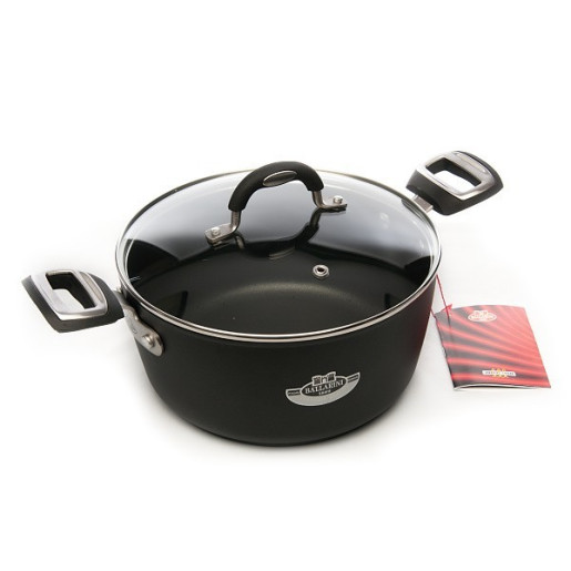Set Promotional Tigaie+Cratita, Neaderente (fara PFOA), cu Capac sticla termorezistenta, 10 ANI GARANTIE, Ballarini "Taormina", 24/24cm, baza TITAN, inclusiv INDUCTIE