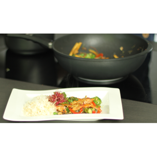 WOK 32cm, neaderent, 9mm grosime, AMT Gastroguss (prod. Germania), inaltime 11cm, 3litri