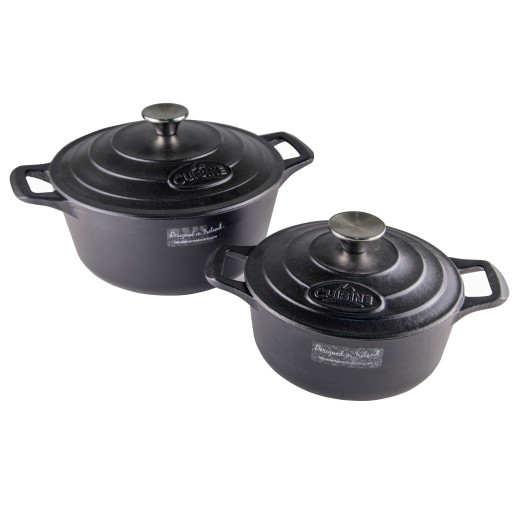 Oala de Fonta emailata "LA CUISINE", Negru-Mat, 26cm