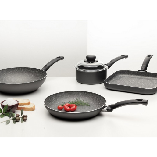 Set promotie BALLARINI Lucca Granitium cu particule minerale si THERMOPOINT, Cratita ANTIADERENTA + Capac + GRILL ANTIADERENT 27cm