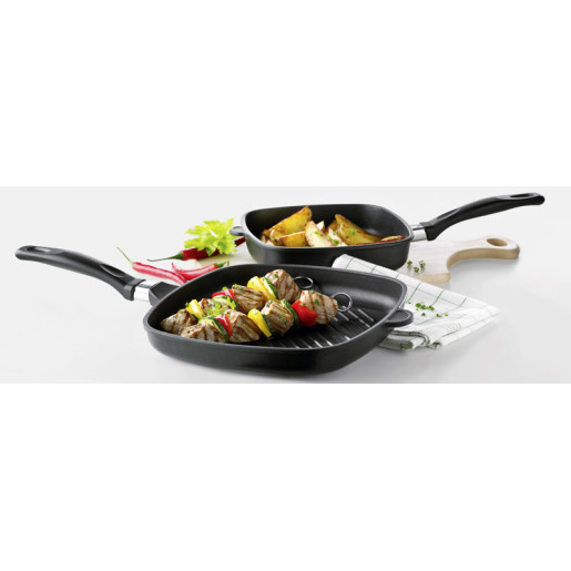 Tigaie BARBEQUE Neaderenta, 9mm grosime, AMT Gastroguss (prod. Germania), patrata 28x28x5cm