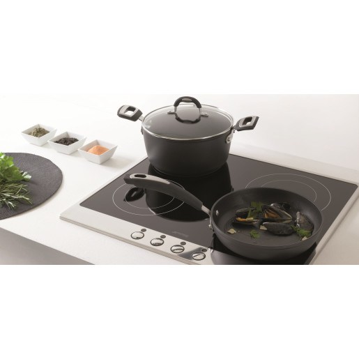 Set Promotional Tigaie+Cratita, Neaderente (fara PFOA), cu Capac sticla termorezistenta, 10 ANI GARANTIE, Ballarini "Taormina", 24/24cm, baza TITAN, inclusiv INDUCTIE