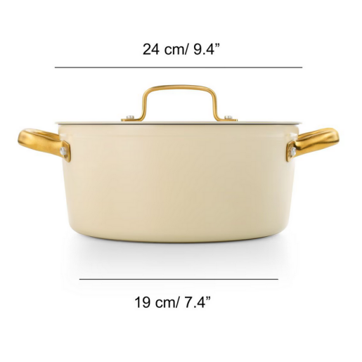 Cratita CERAMICA NEADERENTA FARA PFOA/PTFE, inclusiv INDUCTIE, ARCOS "Samoa Iconic", aluminiu forjat + Otel Inox, beige, 24cm 