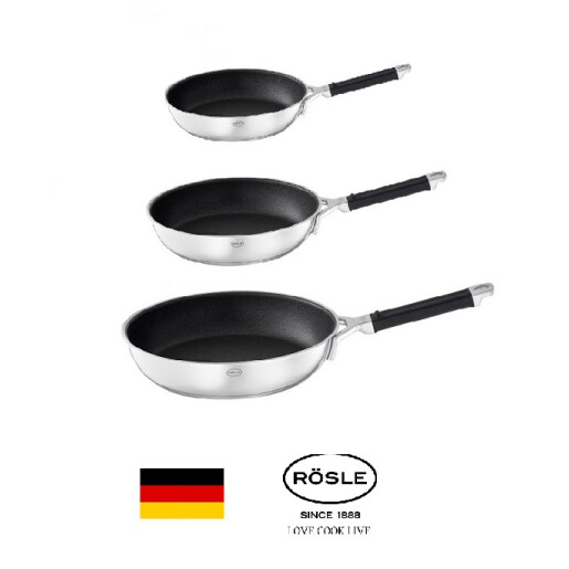 RÖSLE Set Tigai Profesionale Neaderente " Silence Pro" , din Otel Inoxidabil 18/10 28cm +24cm+20cm, Inductie