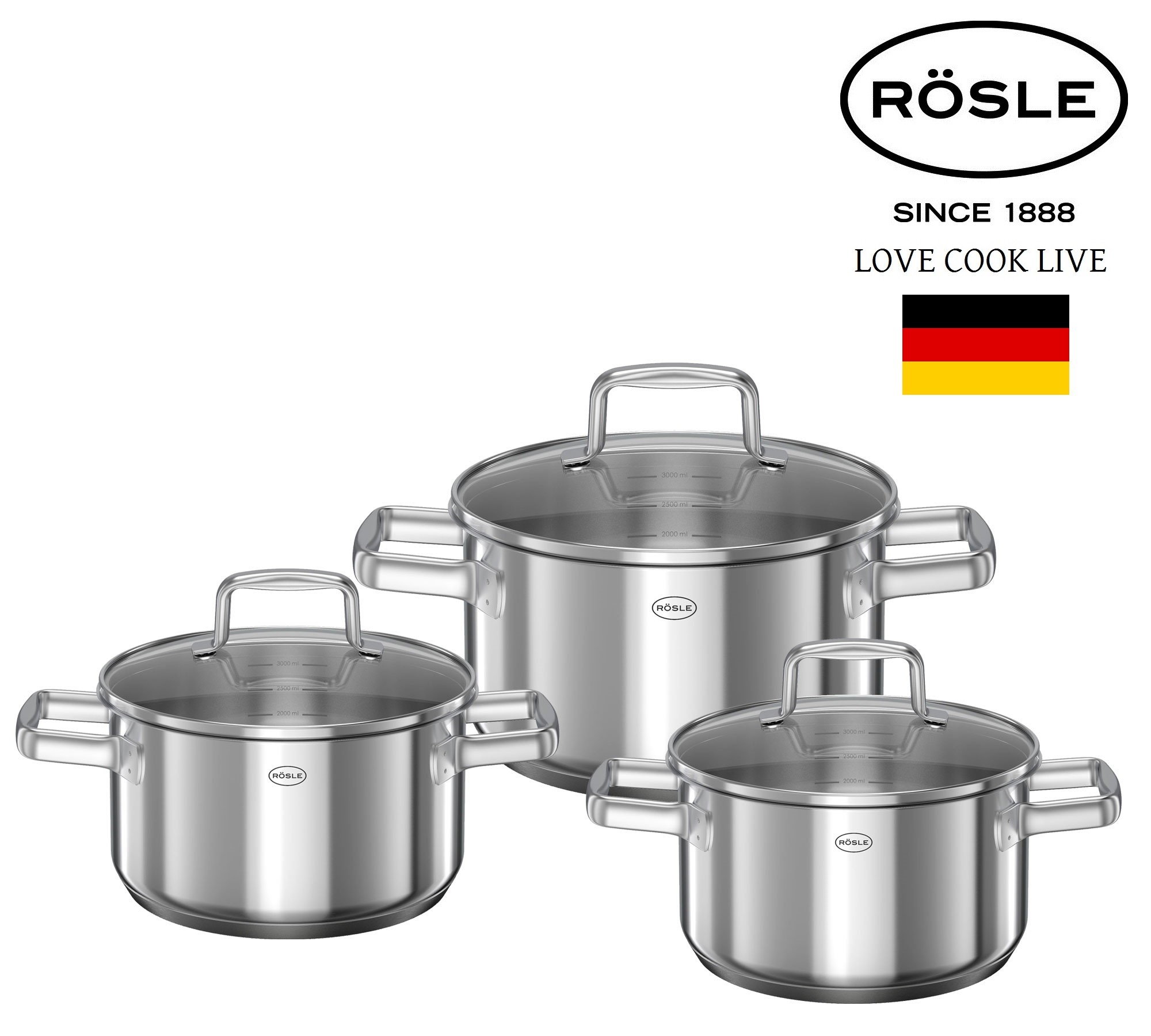 advantage Traveler chrysanthemum RÖSLE Set Oale 5 piese cu Capace, Otel Inoxidabil 18/10 "Moments" -  ChefMania.ro