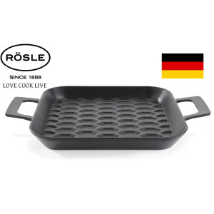 RÖSLE Grill din Fonta emailata "Silence" 28x28cm, Profil de Grill "Fagure de miere", Inductie