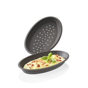 LURCH FLEXI-FORM: Set de 2 Tavi de Copt din Silicon "Platinum" pentru PIZZA, perforate, pentru aluat crocant