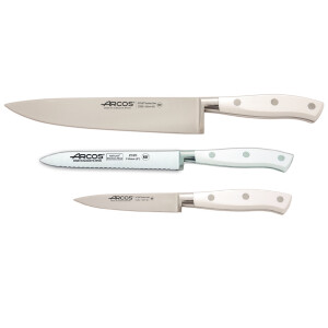 Set Promotional ARCOS "RIVIERA BLANC": Cutitul Bucatarului 200mm, Cutit Universal130mm, Cutit de decojit 100mm