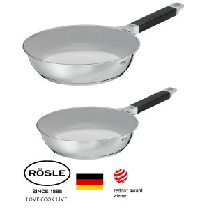 RÖSLE Set Tigai CERAMICE Profesionale din Otel Inoxidabil 18/10 "Silence" 28+24 cm, Inductie