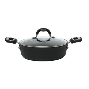 Cratita joasa Neaderenta (fara PFOA), cu Capac sticla termorezistenta, 2 manere, 10 ANI GARANTIE, Ballarini "Taormina", 24cm, baza TITAN, inclusiv INDUCTIE