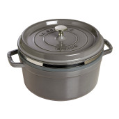 Cratita de fonta STAUB "La Cocotte" + Cadou: Accesoriu pentru fierbere la aburi, (26cm, Gri)