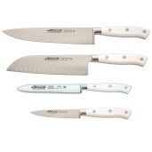 Set Promotional ARCOS "RIVIERA BLANC": Cutitul Bucatarului 200mm, Cutit Santoku 180mm, Cutit Universal 130mm, Cutit de decojit 100mm