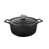 Set "LA CUISINE": Cratita de Fonta emailata 26cm + Grill de Fonta emailata 28x28cm Negru, GARANTIE PE VIATA