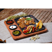 Plita de fonta SILVER cu 2 suprafete (o parte grill + o parte plana) 26x47cm, cu suport inclus