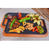 Plita GRILL din fonta SILVER 21x37cm, suport inclus