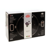 Set Promotional Tigaie+Cratita, Neaderente (fara PFOA), cu Capac sticla termorezistenta, 10 ANI GARANTIE, Ballarini "Taormina", 24/24cm, baza TITAN, inclusiv INDUCTIE