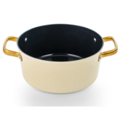 Cratita CERAMICA NEADERENTA FARA PFOA/PTFE, inclusiv INDUCTIE, ARCOS "Samoa Iconic", aluminiu forjat + Otel Inox, beige, 24cm 
