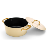 Cratita CERAMICA NEADERENTA FARA PFOA/PTFE, inclusiv INDUCTIE, ARCOS "Samoa Iconic", aluminiu forjat + Otel Inox, beige, 24cm 