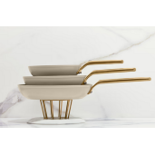 Cratita CERAMICA NEADERENTA FARA PFOA/PTFE, inclusiv INDUCTIE, ARCOS "Samoa Iconic", aluminiu forjat + Otel Inox, beige, 24cm 