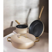 Cratita CERAMICA NEADERENTA FARA PFOA/PTFE, inclusiv INDUCTIE, ARCOS "Samoa Iconic", aluminiu forjat + Otel Inox, beige, 24cm 