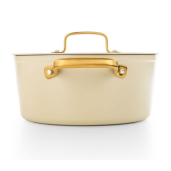 Cratita CERAMICA NEADERENTA FARA PFOA/PTFE, inclusiv INDUCTIE, ARCOS "Samoa Iconic", aluminiu forjat + Otel Inox, beige, 24cm 