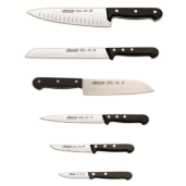 Set Promotie ARCOS Universal 6 piese: Cutitul Bucatarului 200mm+ Cutit pentru Paine 200mm+ Cutit Santoku 170mm+ Cutit de Feliat 170mm+ Cutit pentru Legume si Fructe 100mm+ Cutit pentru Decojit 75mm