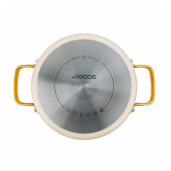 Cratita CERAMICA NEADERENTA FARA PFOA/PTFE, inclusiv INDUCTIE, ARCOS "Samoa Iconic", aluminiu forjat + Otel Inox, beige, 24cm 